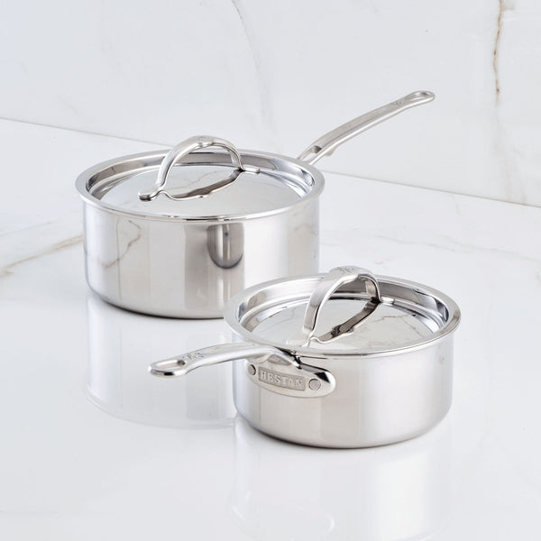 Hestan ProBond® Luxe 4-Piece Polished Clad Stainless Steel Saucepan Set, 1.5qt. & 3qt. (1370494) - iFoodservice Online