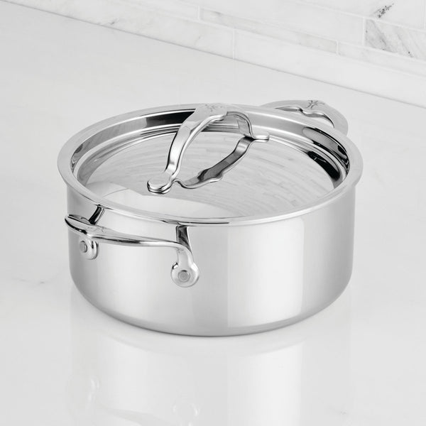 Hestan ProBond® Luxe 4-Quart Polished Professional Clad Stainless Steel Soup Pot with Lid (31793) - iFoodservice Online