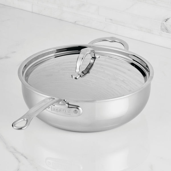 Hestan ProBond® Luxe 5-Quart Professional Clad Stainless Steel Essential Pan with Lid (31778) - iFoodservice Online