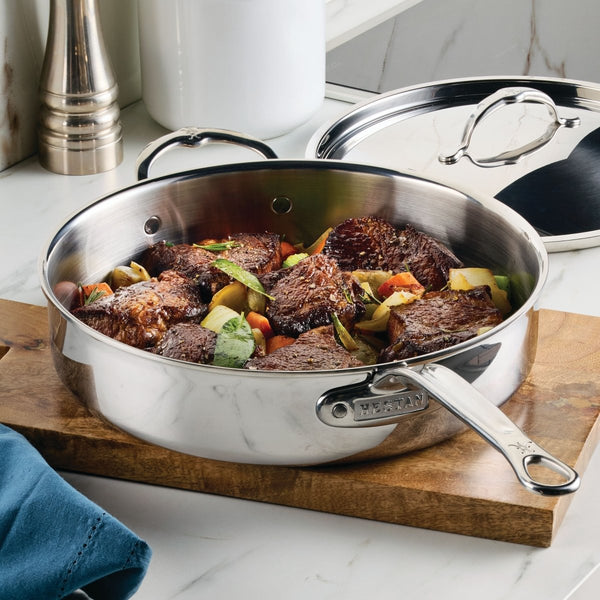 Hestan ProBond® Luxe 5-Quart Professional Clad Stainless Steel Sauté Pan with Lid (31776) - iFoodservice Online