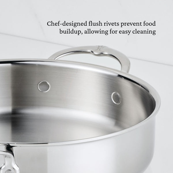 Hestan ProBond® Luxe 6-Quart Polished Professional Clad Stainless Steel Rondeau with Lid (31796) - iFoodservice Online