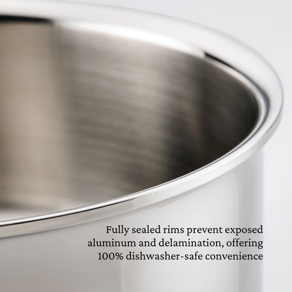 Hestan ProBond® Luxe 6-Quart Polished Professional Clad Stainless Steel Rondeau with Lid (31796) - iFoodservice Online