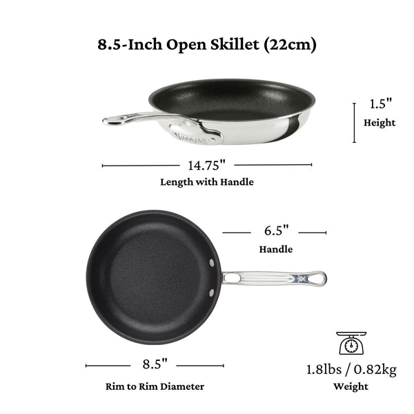 Hestan ProBond® Luxe 8.5" Professional Clad Stainless Steel Skillet with TITUM Nonstick (31785) - iFoodservice Online