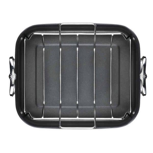 Hestan Provisions 14.5-Inch Clad Stainless Steel Nonstick Roaster with Rack, Small (31684) - iFoodservice Online
