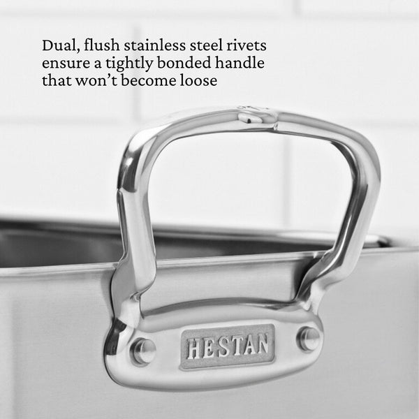 Hestan Provisions 16.5-Inch Clad Stainless Steel Roaster with Rack, Large (31656) - iFoodservice Online