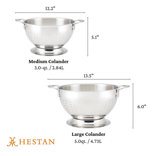 Hestan Provisions 2-Piece Stainless Steel Colander Set (3-Qt. & 5-Qt.) (48695) - iFoodservice Online