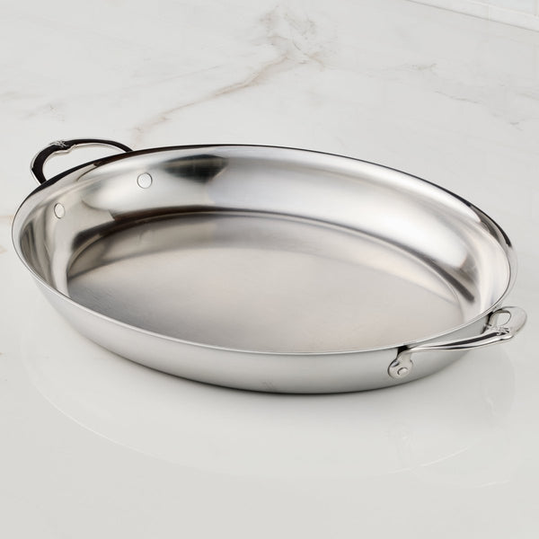 Hestan Provisions Large Clad Stainless Steel Oval Roaster (31723) - iFoodservice Online