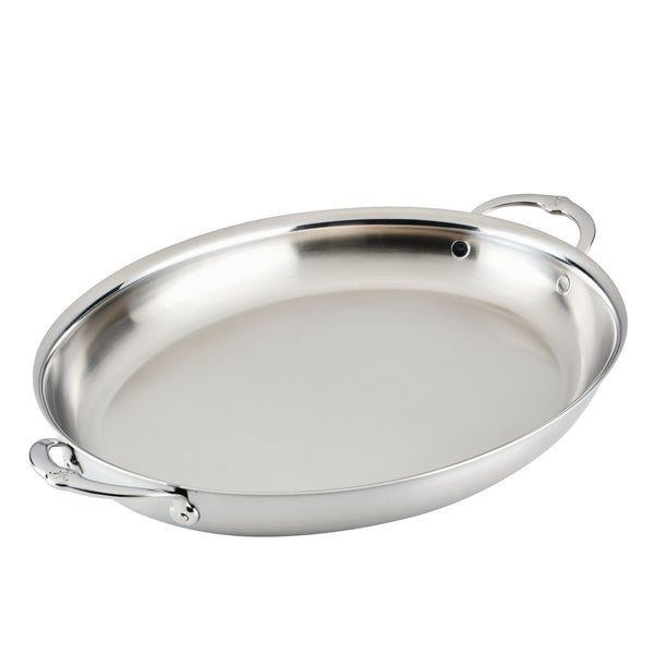 Hestan Provisions Large Clad Stainless Steel Oval Roaster (31723) - iFoodservice Online