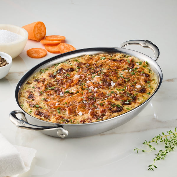 Hestan Provisions Medium Clad Stainless Steel Oval Au Gratin (31722) - iFoodservice Online