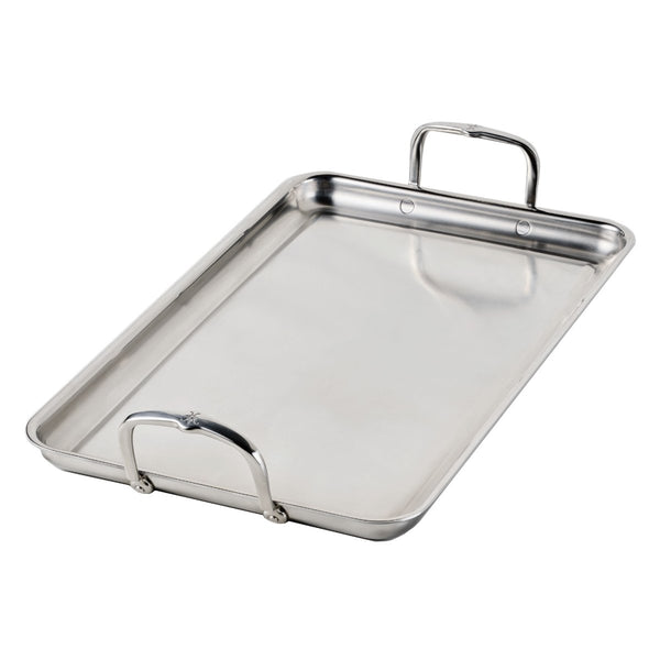 Hestan Provisions Tri-Ply Stainless Steel Double Burner Griddle, 21" x 13" (31790) - iFoodservice Online