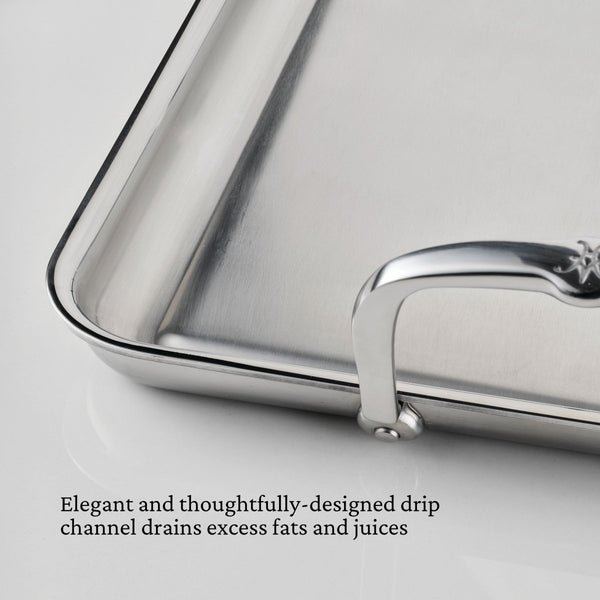 Hestan Provisions Tri-Ply Stainless Steel Double Burner Griddle, 21" x 13" (31790) - iFoodservice Online