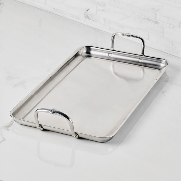 Hestan Provisions Tri-Ply Stainless Steel Double Burner Griddle, 21" x 13" (31790) - iFoodservice Online