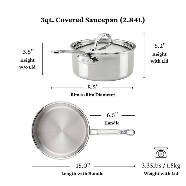 Hestan V1: ProBond® Luxe 5-Piece Professional Clad Stainless Steel Cookware Set (8.5”skillet, 3qt saucepans, and 3.5qt sauté) (31767) - iFoodservice Online