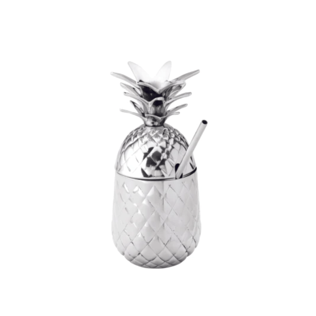 Hospitality Brands Pineapple 20 oz. & Straw - Silver (HB92062 - 001) - iFoodservice Online
