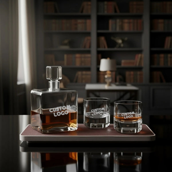 Personalized Cask Whisky Connoisseur Set Clear & Ash/Cork Tray Gift Set Engraved | Custom Laser Etched Favor - iFoodservice Online