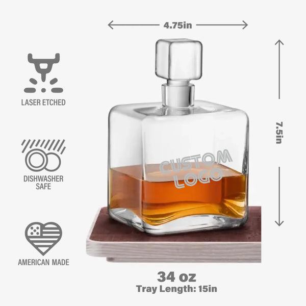 Personalized Cask Whisky Connoisseur Set Clear & Ash/Cork Tray Gift Set Engraved | Custom Laser Etched Favor - iFoodservice Online