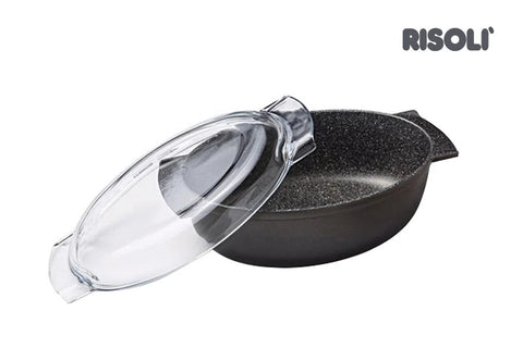 Risoli Oval Roster With Glass Lid Granito Hard Stone (00109FGR/36H) - iFoodservice Online