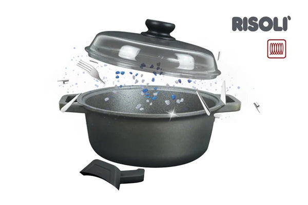 Risoli Saucepot With Glass Lid & With 2 Handles Non - Stick Coating (00097BPIN/28) - iFoodservice Online