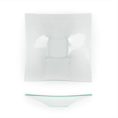 Turgla Fusion Glass Dinnerware 10.75" x 0.5" x h:1.5" 1 oz. Square Clear Glass Deep Plate, Set of 6 (02 - 329 - 27CLR) - iFoodservice Online