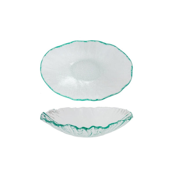 Turgla Fusion Glass Dinnerware 10.75" x 7" x h:3" 30 oz. Oval Clear Glass Deep Plate, Set of 6 (10 - 232 - 26CLR) - iFoodservice Online