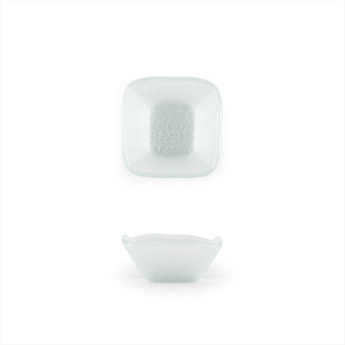 Turgla Fusion Glass Dinnerware 2.25" x 2.25" x h:1.5" 2 oz. Square Frosted Glass Ramekin, Set of 24 (02 - 047 - 06FRS) - iFoodservice Online