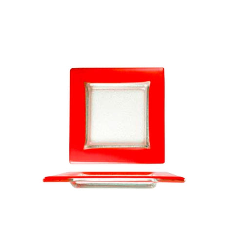 Turgla Fusion Glass Dinnerware 6" x 6" Square Red Glass Plate, Set of 12 (02 - 032 - 15REDCLR) - iFoodservice Online