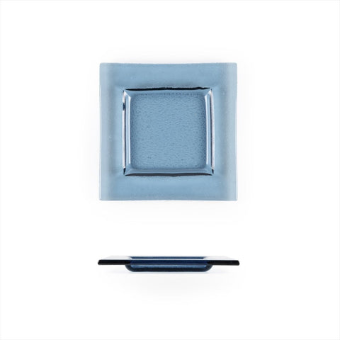 Turgla Fusion Glass Dinnerware 6" x 6" Square Transparent Blue Glass Plate, Set of 12 (02 - 031 - 15TBLU) - iFoodservice Online