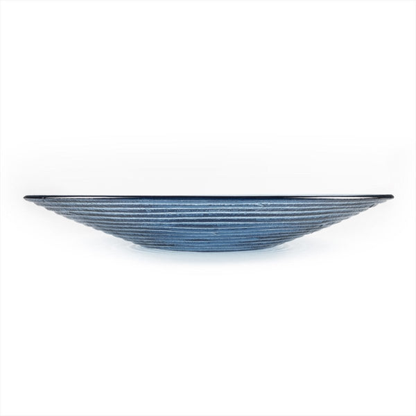 Turgla Fusion Glass Dinnerware dia.17.75" h:3" 4.5 qt. Round Transparent Blue Glass Bowl, Set of 2 (04 - 316 - 45TBLU) - iFoodservice Online