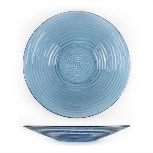 Turgla Fusion Glass Dinnerware dia.17.75" h:3" 4.5 qt. Round Transparent Blue Glass Bowl, Set of 2 (04 - 316 - 45TBLU) - iFoodservice Online
