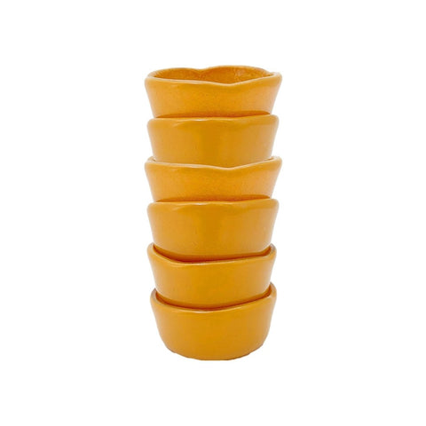Turgla Fusion Glass Dinnerware dia.2" h:1" 1 oz. Round Turmeric Glass Ramekin, Set of 24 (04 - 019 - 05TRM) - iFoodservice Online