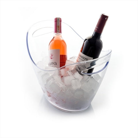 Turgla Polycarbonate Misc 13.75" x 13.75" x h:10" Oval Clear Polycarbonate Ice Bucket (Set of 3) (R - BCKCMP350CLR) - iFoodservice Online