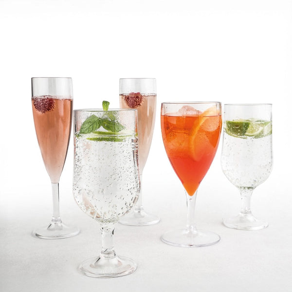 Turgla Rubikap Premium dia.2.25" h:8.5" 6 oz. Round Clear Polycarbonate Champagne Flute (Set of 50) (R - PRMCMP180CLR) - iFoodservice Online