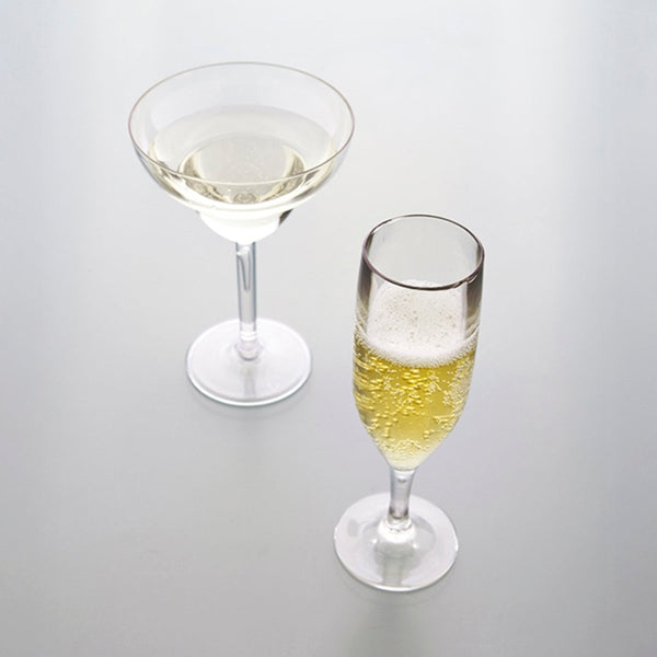 Turgla Rubikap Premium dia.2.25" h:8.5" 6 oz. Round Clear Polycarbonate Champagne Flute (Set of 50) (R - PRMCMP180CLR) - iFoodservice Online