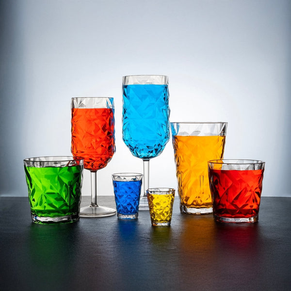 Turgla Rubikap Prism dia.2.5" h:7" 8 oz. Round Clear Polycarbonate Goblet (Set of 36) (R - PRSGBL250CLR) - iFoodservice Online