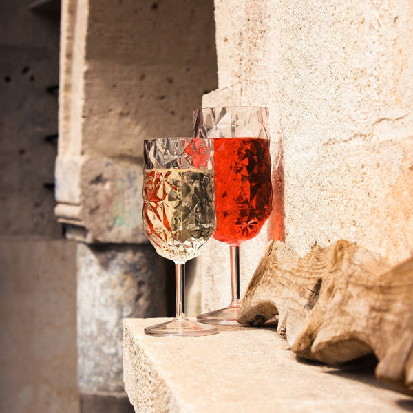 Turgla Rubikap Prism dia.2.5" h:7" 8 oz. Round Clear Polycarbonate Goblet (Set of 36) (R - PRSGBL250CLR) - iFoodservice Online