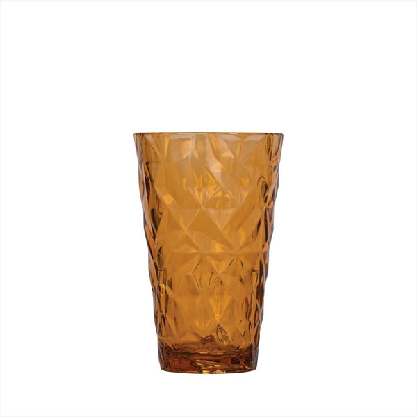 Turgla Rubikap Prism dia.3.5" h:5.5" 14 oz. Round Amber Polycarbonate High - Ball (Set of 36) (R - PRSTMB300AMB) - iFoodservice Online