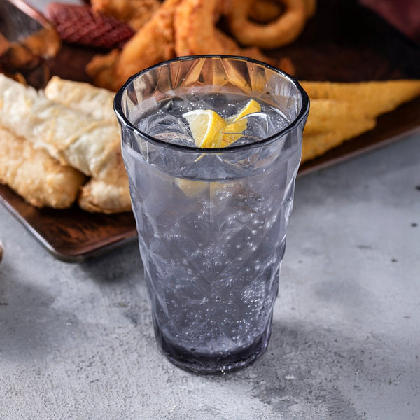 Turgla Rubikap Prism dia.3.5" h:5.5" 14 oz. Round Charcoal Polycarbonate High - Ball (Set of 36) (R - PRSTMB300CHR) - iFoodservice Online