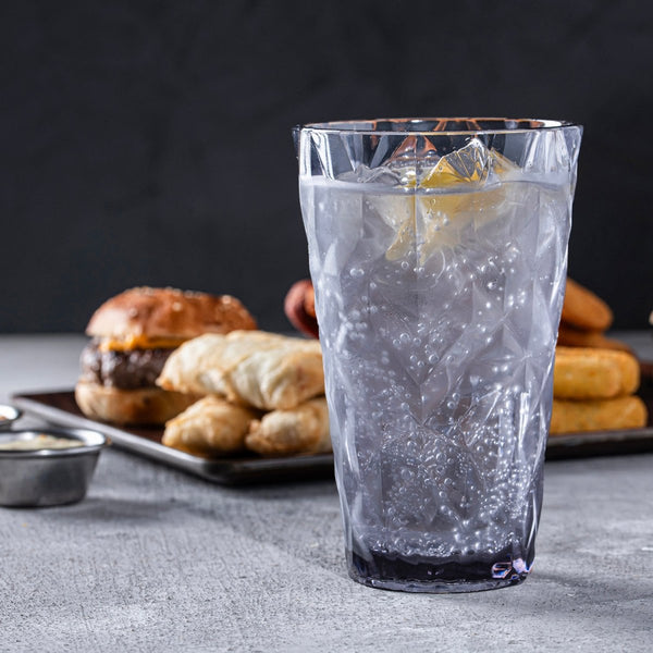 Turgla Rubikap Prism dia.3.75" h:6.5" 17 oz. Round Charcoal Polycarbonate High - Ball (Set of 24) (R - PRSTMB500CHR) - iFoodservice Online