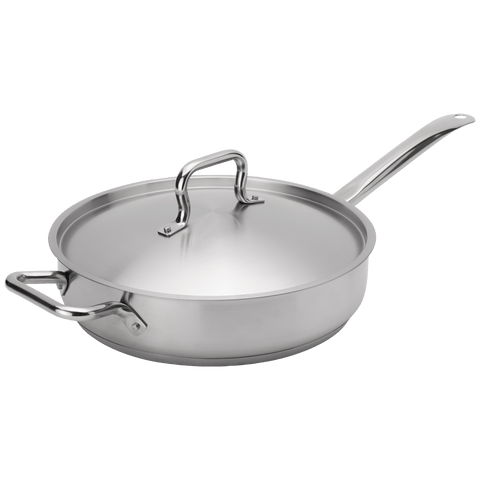 Browne Foodservice Elements Saute Pan 7qt/6.75L With Cover Stainless Steel (5734187) - iFoodservice Online