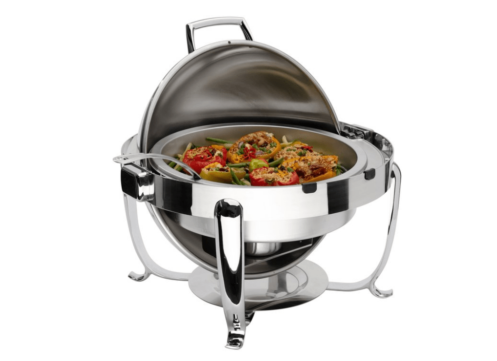 Browne Foodservice Octave Round Chafer 7qt/6.6L Dripless with Roll Top Cover (575171) - iFoodservice Online