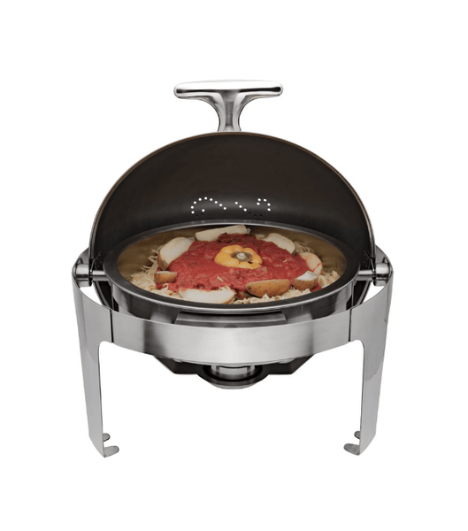 Browne Foodservice Rondo Round Chafer 7 Qt (6.6l) With Roll Top Cover (575138) - iFoodservice Online
