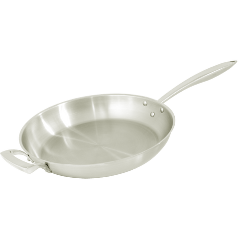 Browne Foodservice Thermalloy 14" Stainless Steel Fry Pan With Helper Handle (5724054) - iFoodservice Online