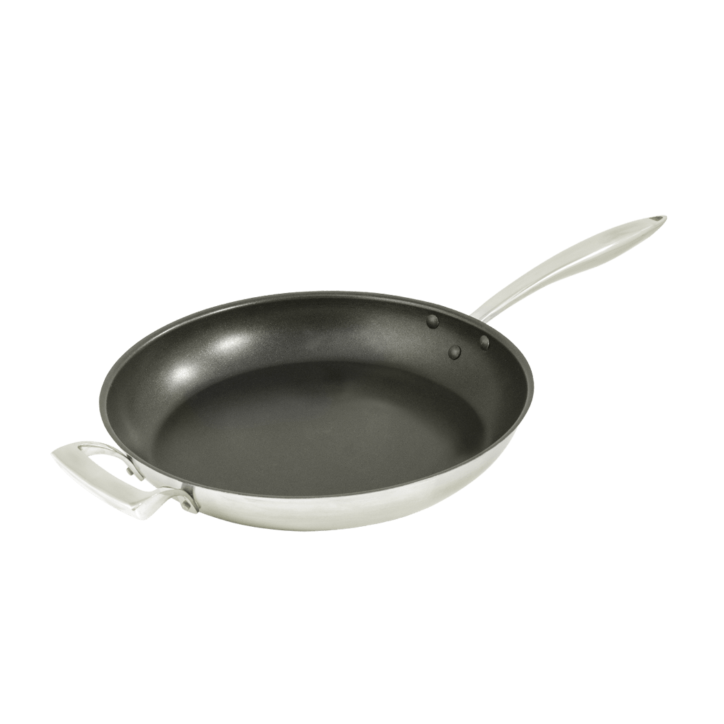 Browne Foodservice Thermalloy Excalibur 12.5" Stainless Steel Fry Pan Non - stick With Helper Handle (5724062) - iFoodservice Online