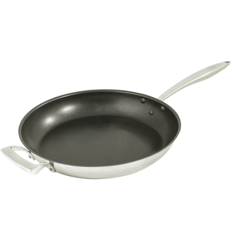 Browne Foodservice Thermalloy Excalibur 14" Stainless Steel Fry Pan Non Stick With Helper Handle (5724064) - iFoodservice Online