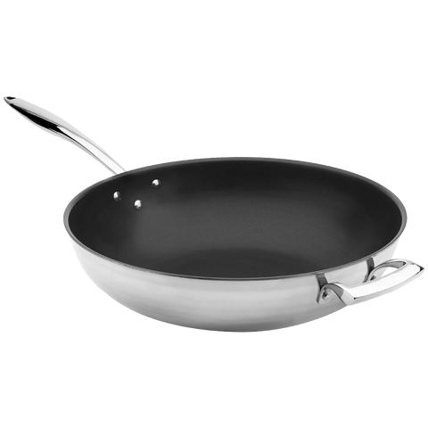 Browne Foodservice Thermalloy Wok 14"/36cm 9qt/9.6l Stainless Steel 3 - ply With Excalibur (5724104) - iFoodservice Online