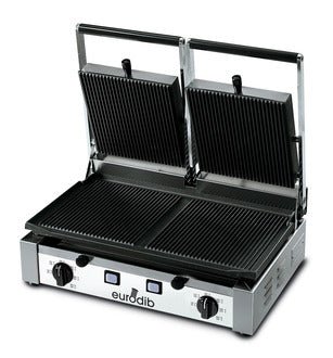 Eurodib Double Panini Grill 1 Flat 3 Ribbed 220v PDM3000 220 - iFoodservice Online