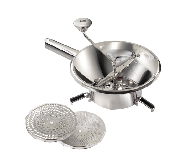 Louis Tellier Stainless Steel Rotary Food Mill 9 1/2" - With 3 Sieves (N3004X) - iFoodservice Online