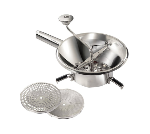 Louis Tellier Stainless Steel Rotary Food Mill 9 1/2" - With 3 Sieves (N3004X) - iFoodservice Online