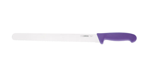 Matfer Bourgeat GIESSER MESSER PURPLE ALLERGEN FREE SERRATED HAM KNIFE 12 1/4" 182821 - iFoodservice Online