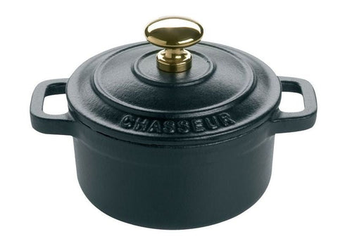 Matfer Bourgeat Mini Cast Iron Round Casserole Pot With Lid - Black 4" (71098) - iFoodservice Online